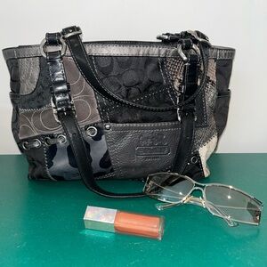 Black Coach 12902 Signature Patchwork Tote Bag